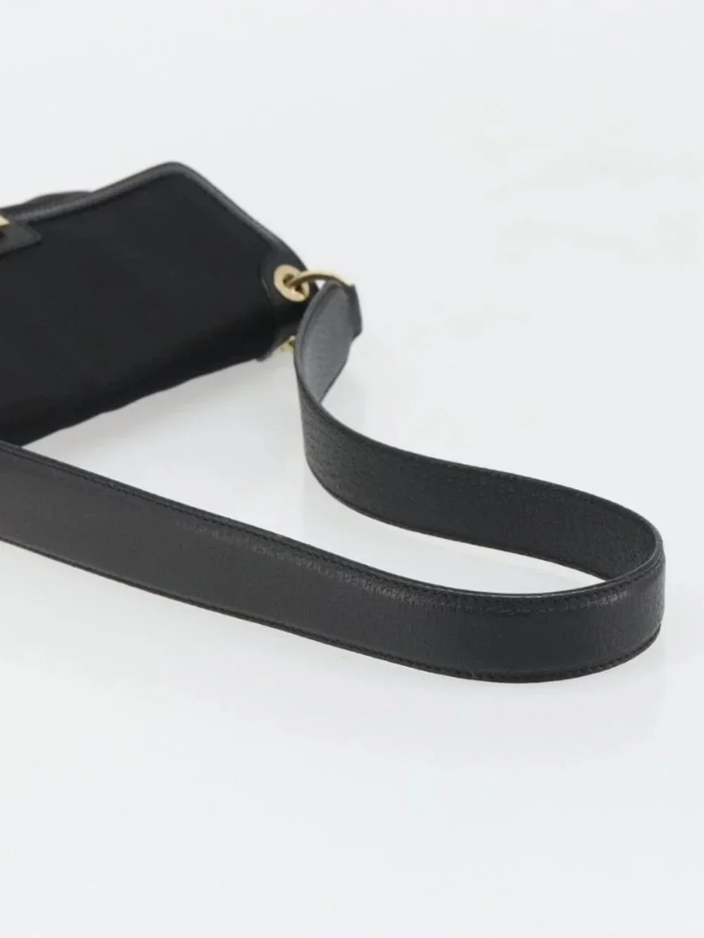 Salvatore Ferragamo Shoulder Bag Canvas Black Gold Auth BA13524V